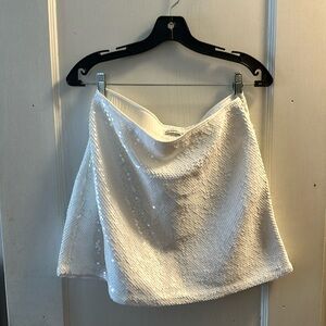 White sequin mini skirt